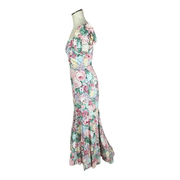 Vintage Jessica McClintock Cottagecore Long Dress Floral Rose Cotton 9/10 Small - Picture 5 of 10